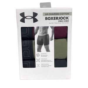 Under Armour UA Mens 3 pack BOXERJOCK boxer briefs Performance Cotton NWT